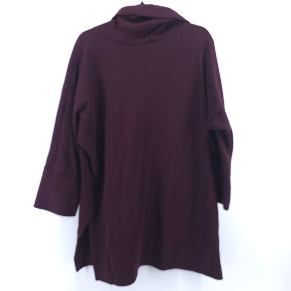 Weekenders Womens Maroon Cowl Neck SweaterTunic Split Hemline Cropped Sleeve L - Picture 8 of 11